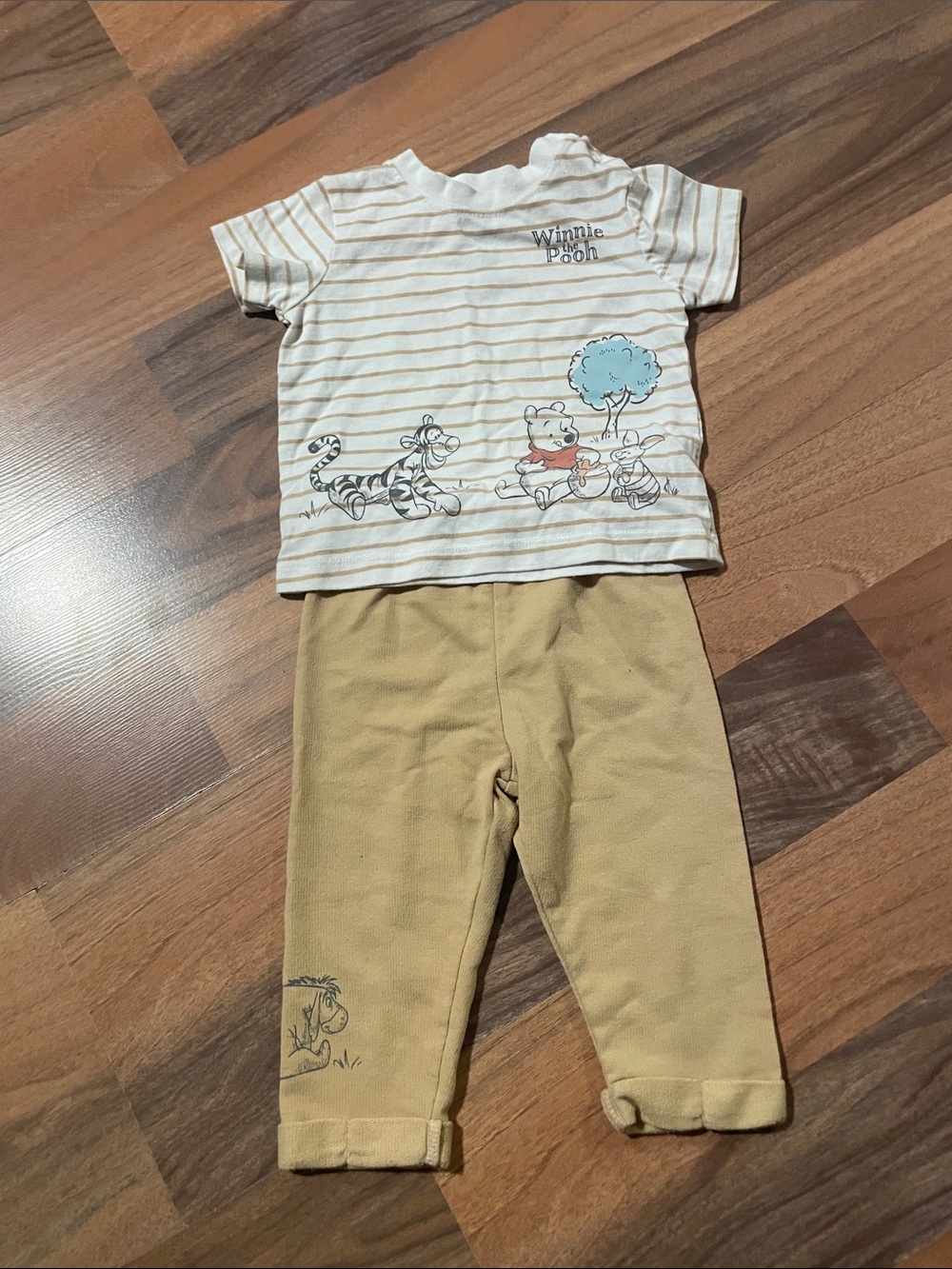 Disney Baby Cream and Tan Striped Outfit Set